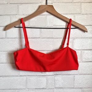 Like Love Summer x Billabong Bright Red Ribbed Bandeau Bikini Top